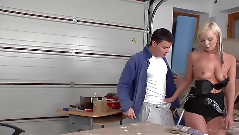 Slutty blonde with huge tits and readye