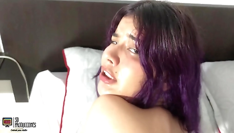 Sexy brunette hair with a girl in homeless