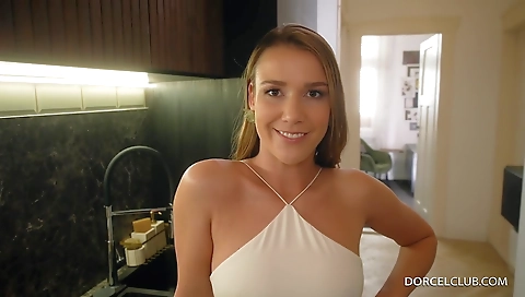 Sultry brunette slut's sexy body