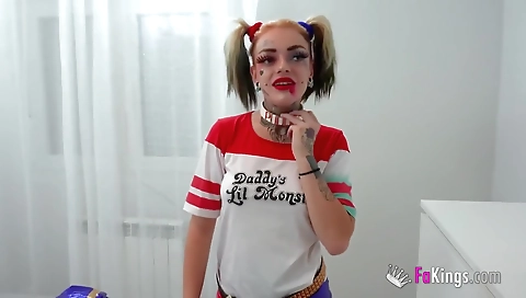 Blonde girl takes a big cock